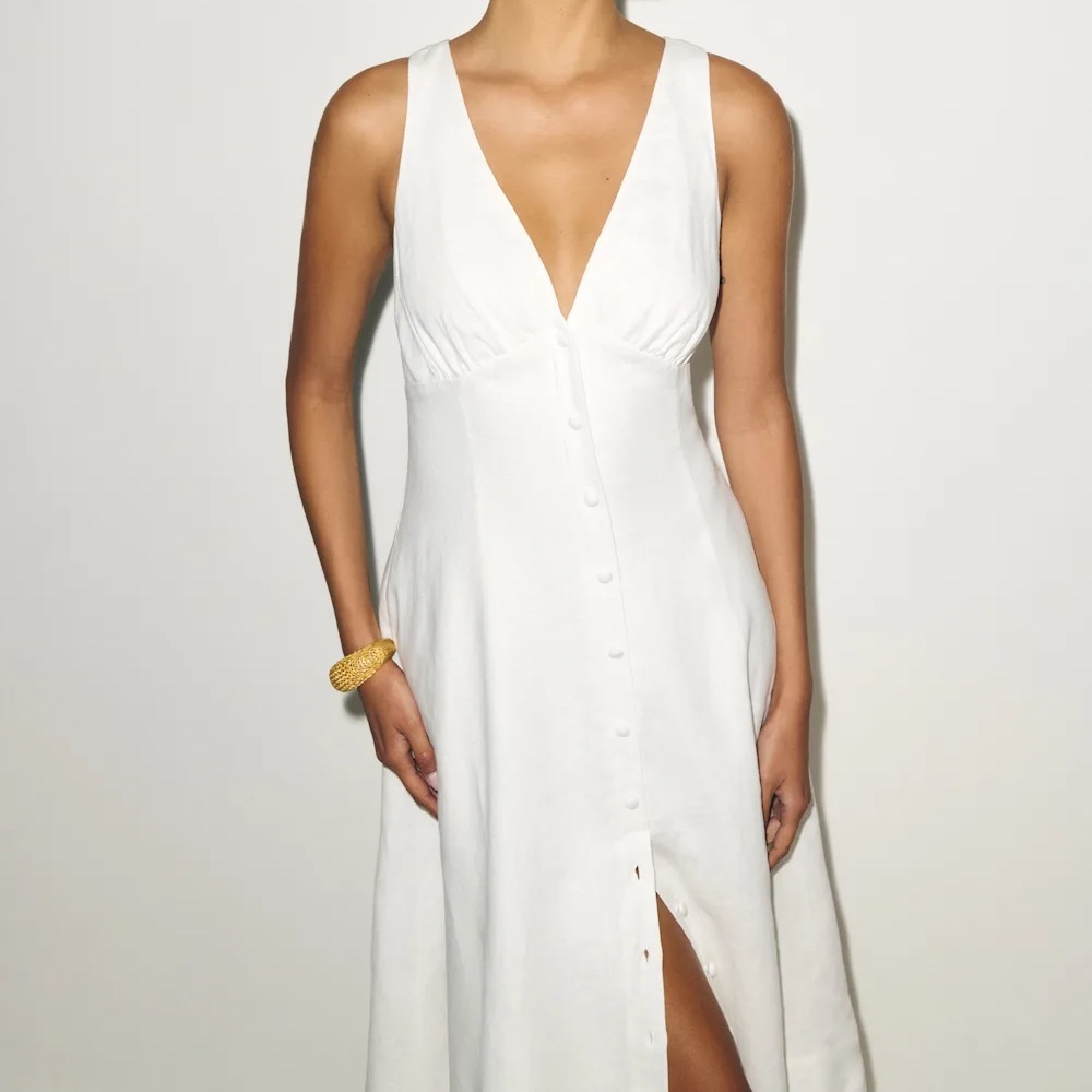 Reformation White Sebastien Linen Dress